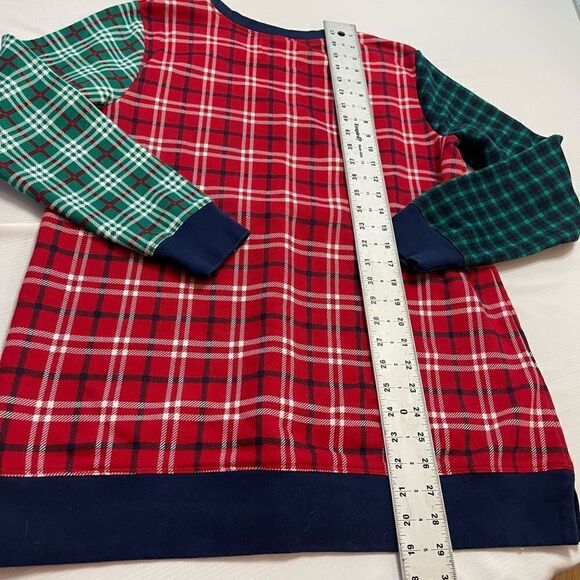 Lands End Serious Sweats Plaid Colorblock Sweatshirt Size Medium - Picture 7 of 10